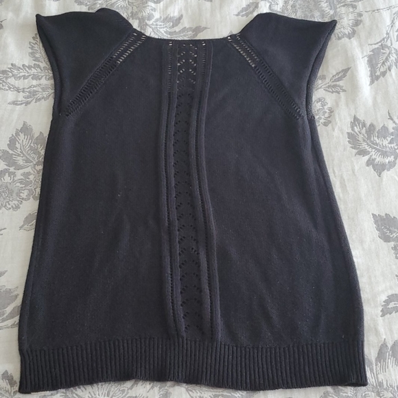 Roxy Black Capped Sleeve Sweater Top- Large - Picture 5 of 10
